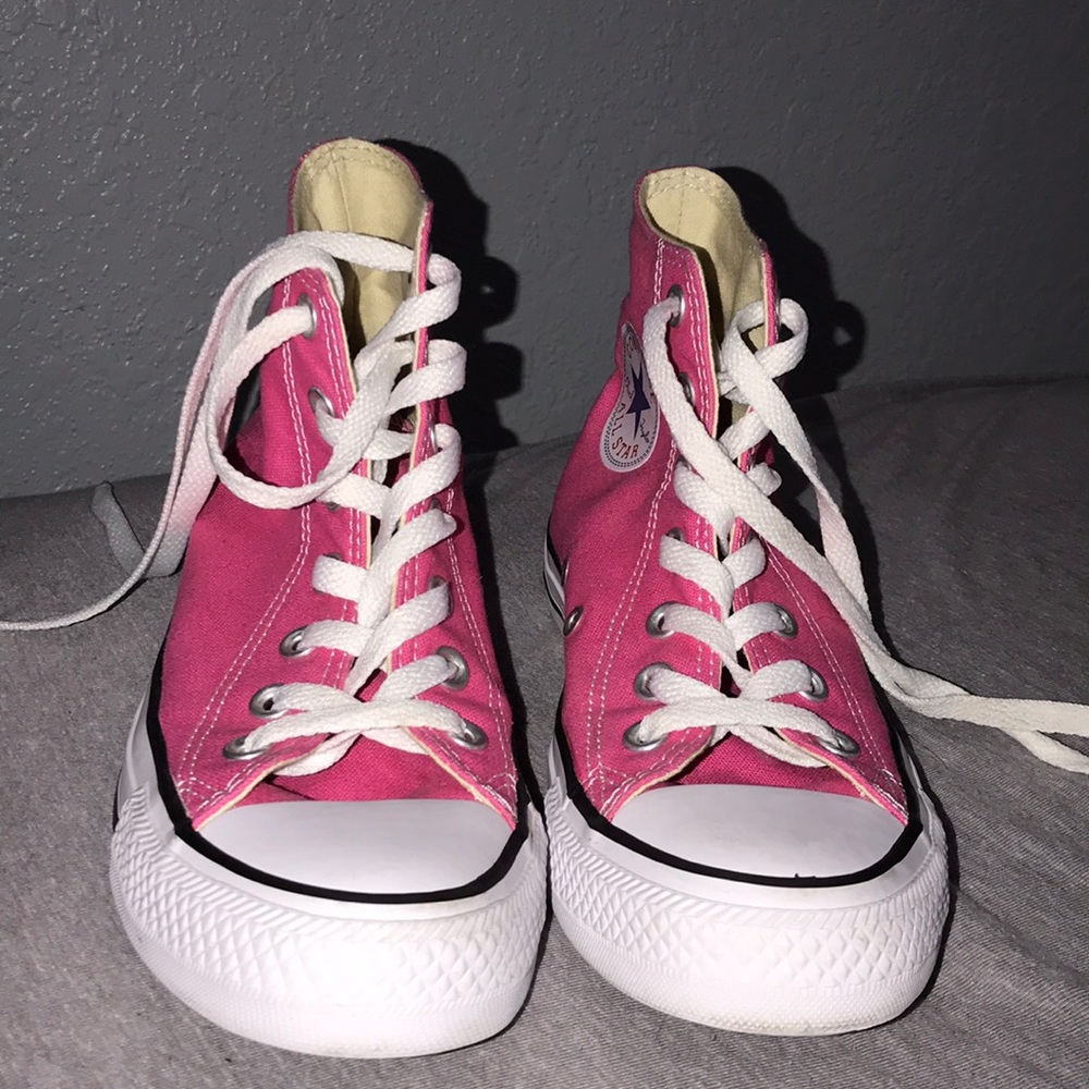 hot pink converse high tops